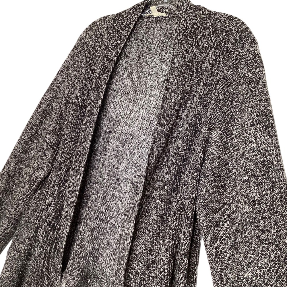Eileen Fisher Women XL Black White Marled 100% Linen Open Front Cardigan Sweater - Picture 2 of 7